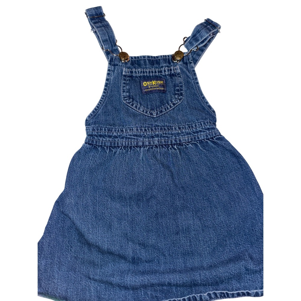 Vintage OshKosh Bgosh Denim Jumper Dress 4T USA Made Blue Overall Skirt